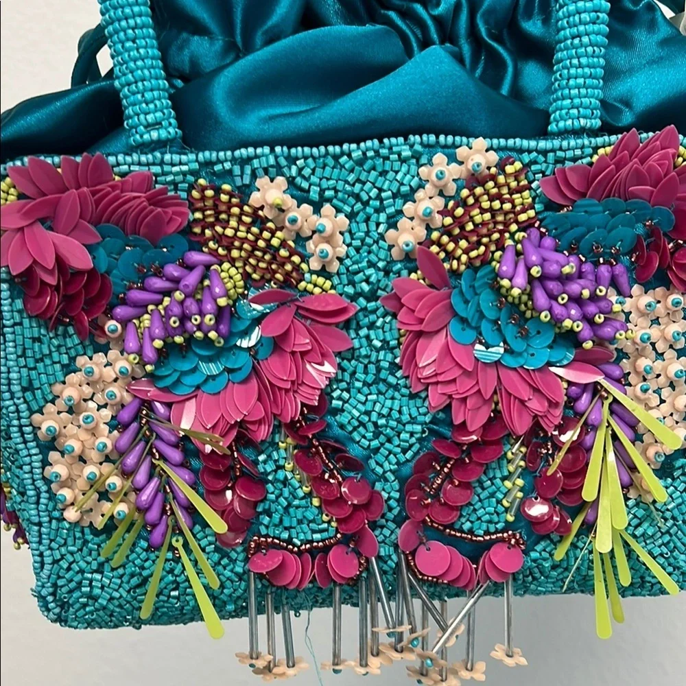 Playful Vibrant Blue & Purple Mini Beaded Bag 🩵 - Picture 8 of 11